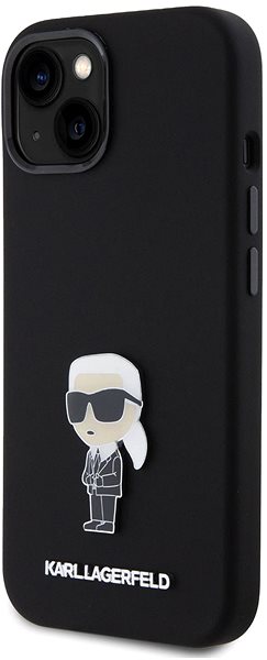 Kryt na mobil Karl Lagerfeld Liquid Silicone Metal Ikonik Zadný Kryt pre iPhone 15 Black ...