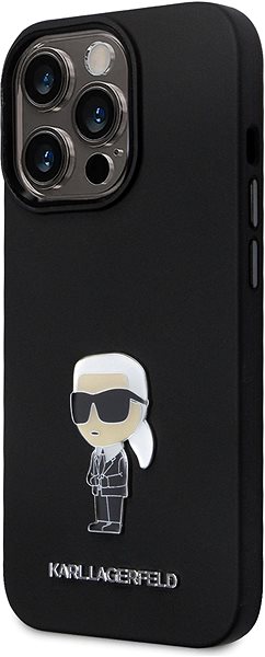 Telefon tok Karl Lagerfeld Liquid Silicone Metal Ikonik iPhone 15 Pro fekete tok ...