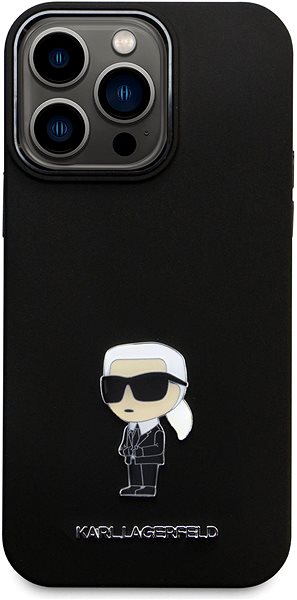 Kryt na mobil Karl Lagerfeld Liquid Silicone Metal Ikonik Zadný Kryt pre iPhone 15 Pro Max Black ...