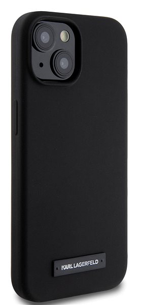 Telefon tok Karl Lagerfeld Liquid Silicone Plaque iPhone 15 MagSafe fekete tok ...