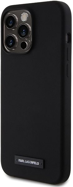 Handyhülle Karl Lagerfeld Liquid Silicone Plaque MagSafe Back Cover für iPhone 15 Pro Max Schwarz ...