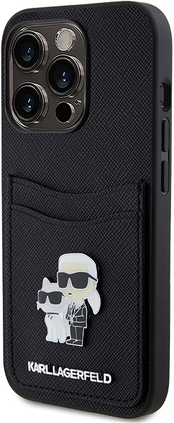 Kryt na mobil Karl Lagerfeld PU Saffiano Card Slot Metal Karl and Choupette Zadný Kryt pre iPhone 15 Pro Black ...