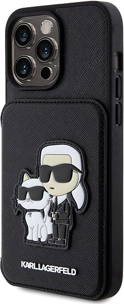 Telefon tok Karl Lagerfeld PU Saffiano Card Slot Stand Karl and Choupette iPhone 15 Pro Max fekete tok ...