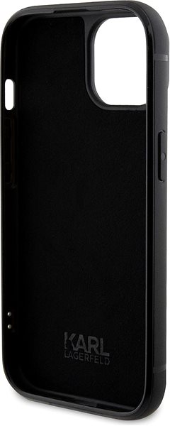 Kryt na mobil Karl Lagerfeld Rhinestone Plate Metal Logo Zadný Kryt na iPhone 15 Black ...