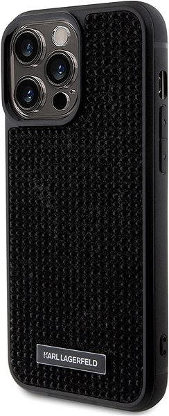 Telefon tok Karl Lagerfeld Rhinestone Plate Metal Logo iPhone 15 Pro Max fekete tok ...