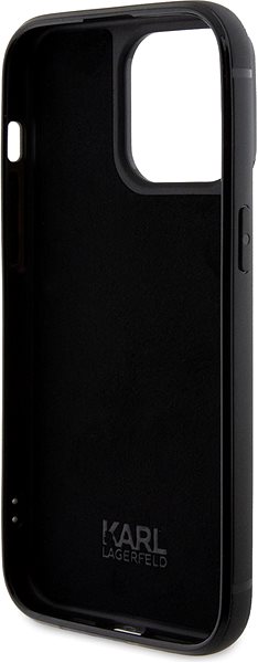 Handyhülle Karl Lagerfeld Rhinestone Plate Metal Logo Back Cover für iPhone 15 Pro Max Schwarz ...