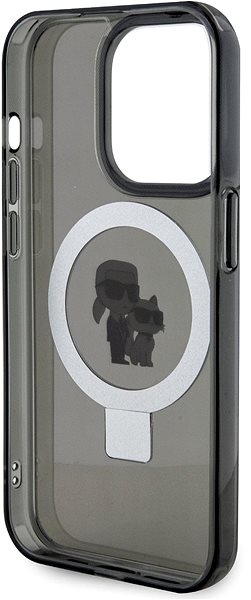 Handyhülle Karl Lagerfeld Ringstand Karl and Choupette MagSafe Back Cover für iPhone 15 Pro Schwarz ...