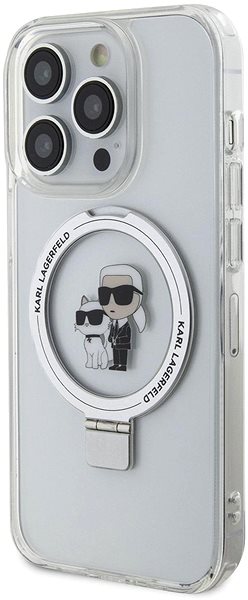 Handyhülle Karl Lagerfeld Ringstand Karl and Choupette MagSafe Back Cover für iPhone 15 Pro Max Weiß ...