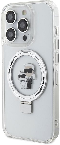 Telefon tok Karl Lagerfeld Ringstand Karl and Choupette iPhone 15 Pro MagSafe fehér tok ...