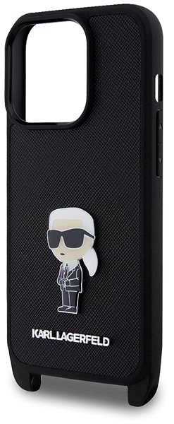 Handyhülle Karl Lagerfeld Saffiano Crossbody Metal Ikonik Back Cover für iPhone 15 Pro Schwarz ...