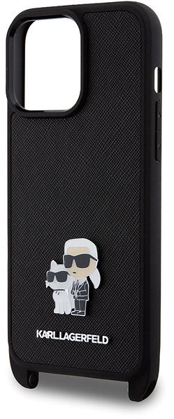 Telefon tok Karl Lagerfeld Saffiano Crossbody Metal Karl and Choupette iPhone 15 Pro Max fekete tok ...
