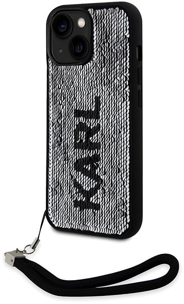 Kryt na mobil Karl Lagerfeld Sequins Reversible Zadný Kryt na iPhone 15 Black/Silver ...
