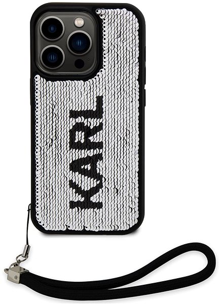 Telefon tok Karl Lagerfeld Sequins Reversible iPhone 15 Pro Max fekete-ezüstszín tok ...