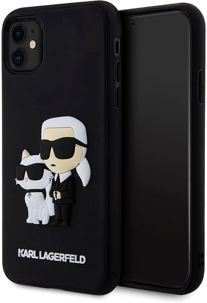 Kryt na mobil Karl Lagerfeld 3D Rubber Karl and Choupette Zadný Kryt na iPhone 11 Black ...