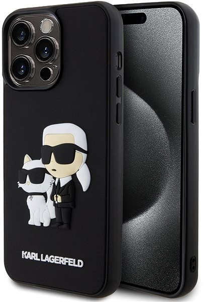 Telefon tok Karl Lagerfeld 3D Rubber Karl and Choupette iPhone 13 Pro Max fekete hátlap tok ...
