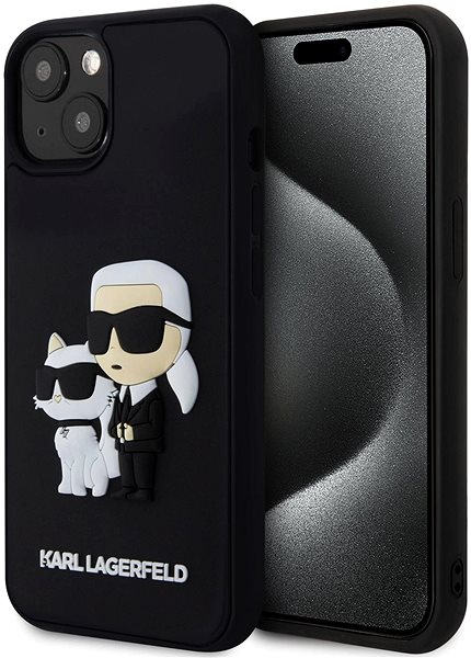 Kryt na mobil Karl Lagerfeld 3D Rubber Karl and Choupette Zadný Kryt na iPhone 14 Black ...