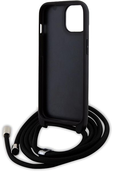 Handyhülle Karl Lagerfeld Saffiano Nylon Crossbody Metal Karl and Choupette Back Cover für iPhone 15 Black ...