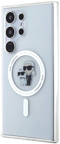 Handyhülle Karl Lagerfeld IML Glitter Karl und Choupette MagSafe Back Cover für Samsung Galaxy S24 Ultra Transp ...