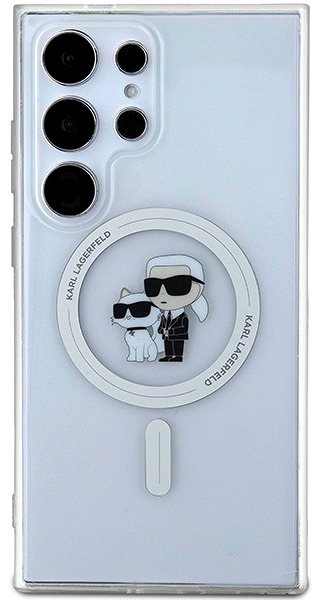 Handyhülle Karl Lagerfeld IML Glitter Karl und Choupette MagSafe Back Cover für Samsung Galaxy S24 Ultra Transp ...