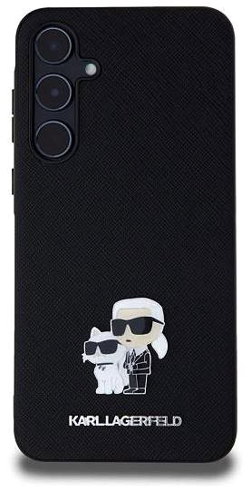 Telefon tok Karl Lagerfeld Saffiano Metal Karl and Choupette Samsung Galaxy A55 5G fekete PU tok ...