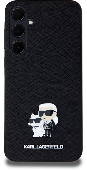 Telefon tok Karl Lagerfeld Saffiano Metal Karl and Choupette Samsung Galaxy A35 5G fekete PU tok ...