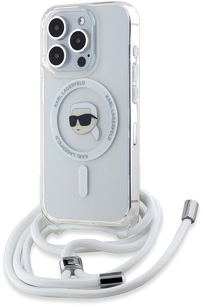 Handyhülle Karl Lagerfeld IML Crossbody Karl Head MagSafe Backcover für das iPhone 15 Pro Max Transparent ...