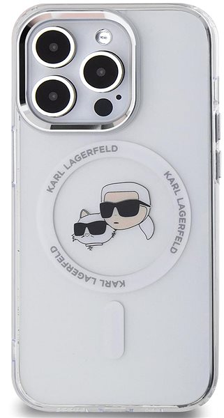 Telefon tok Karl Lagerfeld IML K&CH Heads Metal Frame MagSafe iPhone 14 Pro átlátszó tok ...