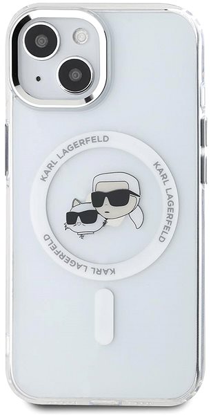 Telefon tok Karl Lagerfeld IML K&CH Heads Metal Frame MagSafe iPhone 15 átlátszó tok ...
