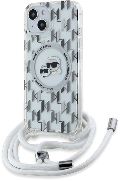 Telefon tok Karl Lagerfeld IML Monogram Crossbody K&CH Heads MagSafe iPhone 14 átlátszó tok ...