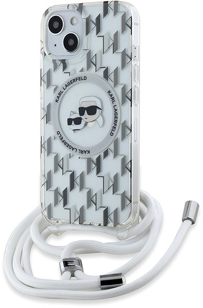 Handyhülle Karl Lagerfeld IML Monogram Crossbody K&CH Heads MagSafe Back Cover für das iPhone 15 Transparent ...