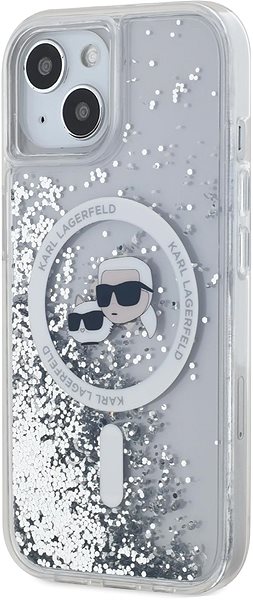 Handyhülle Karl Lagerfeld Liquid Glitter Karl and Choupette Heads MagSafe Back Cover für das iPhone 14 Transparent ...