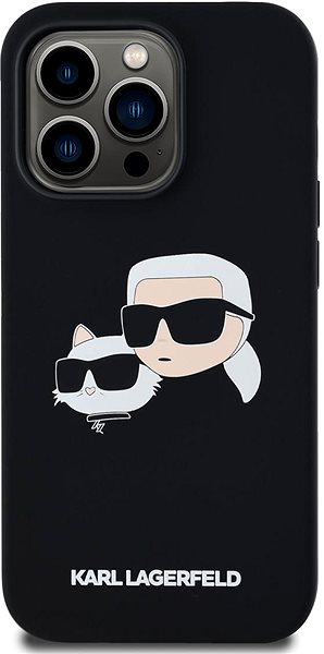 Handyhülle Karl Lagerfeld Liquid Silicone Double Heads MagSafe Back Cover für das iPhone 14 Pro Black ...