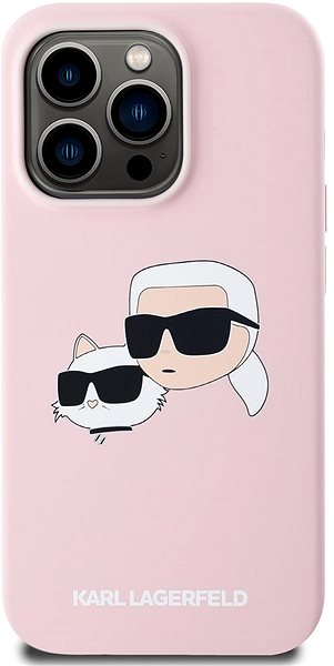 Handyhülle Karl Lagerfeld Liquid Silicone Double Heads MagSafe Back Cover für das iPhone 14 Pro Max Pink ...