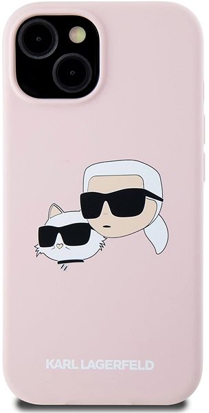 Telefon tok Karl Lagerfeld Liquid Silicone Double Heads MagSafe iPhone 15 Pink tok ...