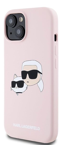 Telefon tok Karl Lagerfeld Liquid Silicone Double Heads MagSafe iPhone 15 Pink tok ...