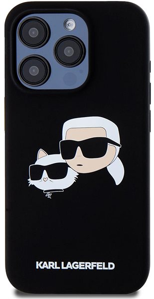 Telefon tok Karl Lagerfeld Liquid Silicone Double Heads MagSafe iPhone 15 Pro Black tok ...