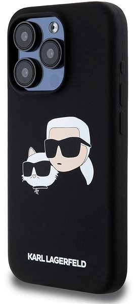 Telefon tok Karl Lagerfeld Liquid Silicone Double Heads MagSafe iPhone 15 Pro Black tok ...