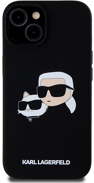 Handyhülle Karl Lagerfeld Liquid Silicone Double Heads MagSafe Back Cover für das iPhone 15 Pro Max Black ...