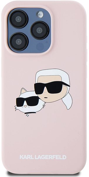 Handyhülle Karl Lagerfeld Liquid Silicone Double Heads MagSafe Back Cover für das iPhone 15 Pro Pink ...