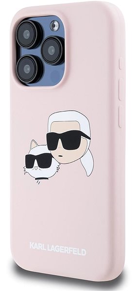 Handyhülle Karl Lagerfeld Liquid Silicone Double Heads MagSafe Back Cover für das iPhone 15 Pro Pink ...