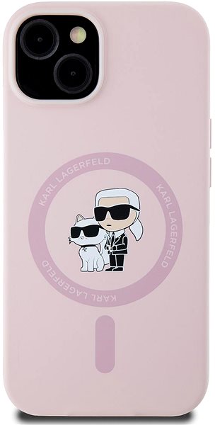 Handyhülle Karl Lagerfeld Liquid Silicone Karl and Choupette MagSafe Backcover für das iPhone 14 Pink ...