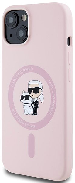 Handyhülle Karl Lagerfeld Liquid Silicone Karl and Choupette MagSafe Backcover für das iPhone 14 Pink ...