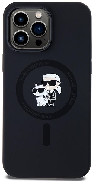 Handyhülle Karl Lagerfeld Liquid Silicone Karl and Choupette MagSafe Rückseitenhülle für iPhone 14 Pro Max Schwarz ...