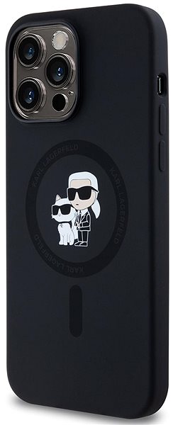 Handyhülle Karl Lagerfeld Liquid Silicone Karl and Choupette MagSafe Rückseitenhülle für iPhone 14 Pro Max Schwarz ...