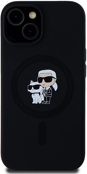 Handyhülle Karl Lagerfeld Liquid Silicone Karl and Choupette MagSafe Backcover für das iPhone 15 Black ...