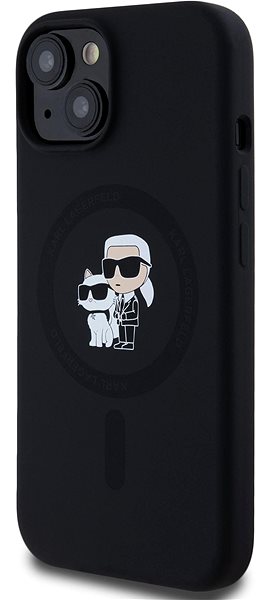 Handyhülle Karl Lagerfeld Liquid Silicone Karl and Choupette MagSafe Backcover für das iPhone 15 Black ...