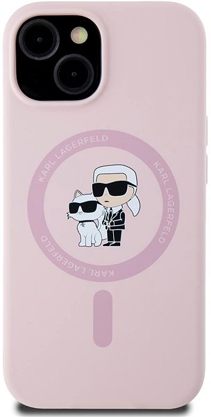 Handyhülle Karl Lagerfeld Liquid Silicone Karl und Choupette MagSafe Back Cover für iPhone 15 Pink ...