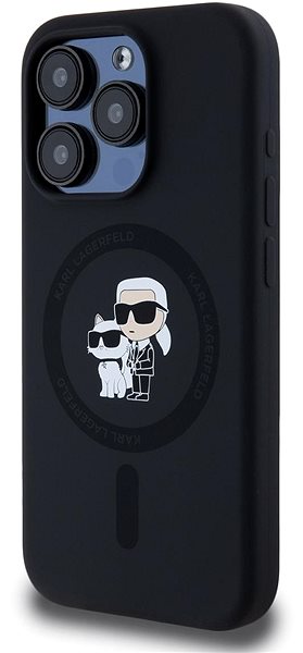 Handyhülle Karl Lagerfeld Liquid Silicone Karl and Choupette MagSafe Rückseitenhülle für iPhone 15 Pro Schwarz ...