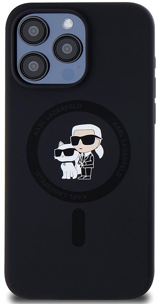 Handyhülle Karl Lagerfeld Liquid Silicone Karl and Choupette MagSafe Rückseitenhülle für iPhone 15 Pro Max Schwarz ...