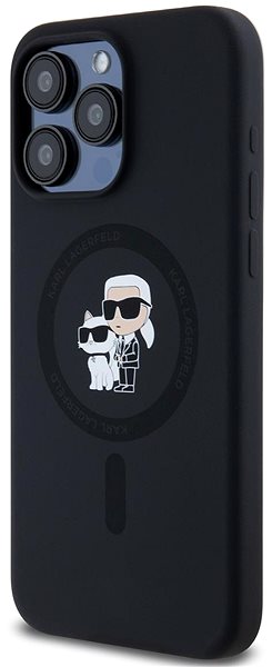 Handyhülle Karl Lagerfeld Liquid Silicone Karl and Choupette MagSafe Rückseitenhülle für iPhone 15 Pro Max Schwarz ...